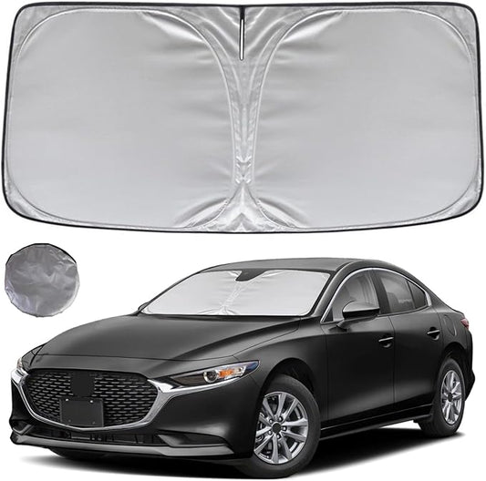 KAYZT Windshield Sun Shade for 2019-2025 2026 Mazda 3 Hatchback Sedan Foldable Sunshade Front Window Custom Fit Car Accessories