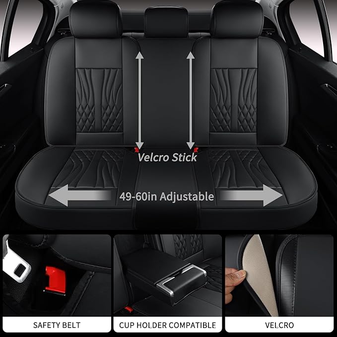 Leather Seat Covers,Car Seat Protector Waterproof,Seat Covers Full Set, Car Seat Protectors 5 Seats,Automotive Seat Covers Fit for Most Cars Black