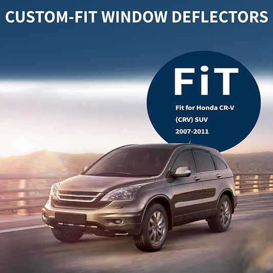 4PCS Rain Guards Window Visors Fits for 2007-2011 Honda CR-V (CRV) SUV, Outside Mount Wind Deflector, Vent Visors Shade Shield, Exterior Car Accessories, 2007 2008 2009 2010 2011