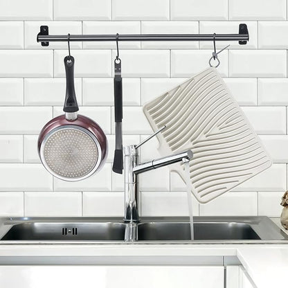 Silicone Dish Drying Mat for Kitchen Counter, Dish Drying Pad, Non-Slip Drain Pad with Built-in Drain, Heat Resistant Stone Drying Mat(15.8" x 13", Cream)
