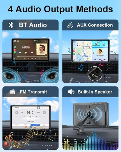 Upgraded Apple Carplay Screen for Car, 9" Wireless CarPlay & Android Auto Car Stereo Touch Screen, Car Play Supports Netflix/YouTube/TikTok, App Store, Screen Flip, GPS Navigation, Voice Control