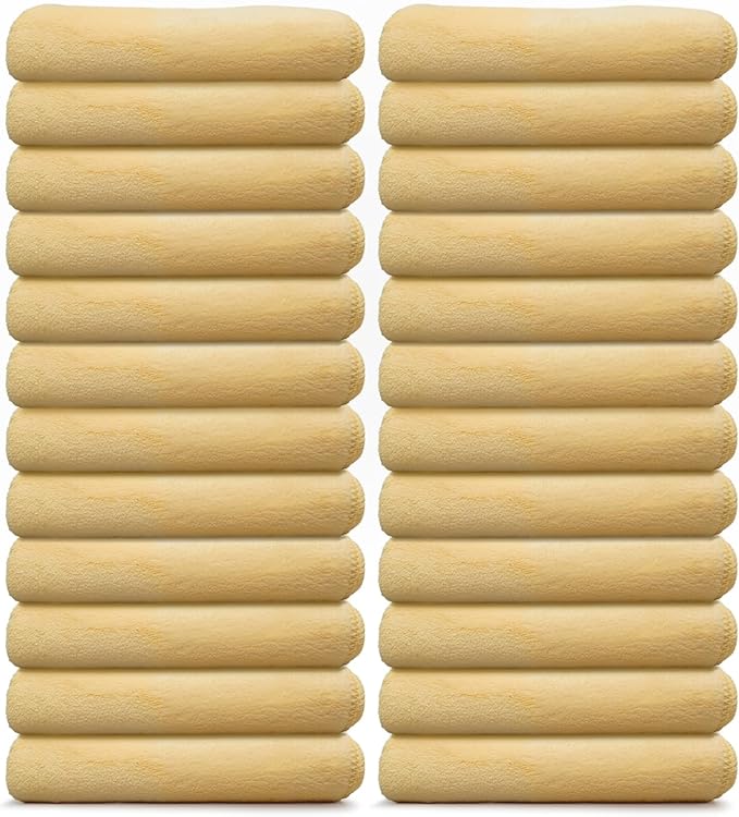 VPD Microfiber Coral Fleece Towels - Dark Yellow, Ultimate Car Drying Towels, Extra Large, Super Absorbent, Lint and Scratch Free, Perfect for Car Wax Polishing (24, 15.75" by 15.75")