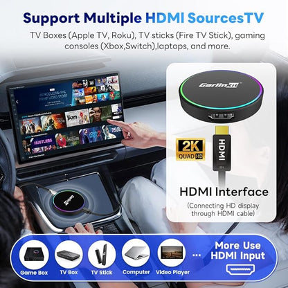 Carlinkit HD2CP Pro HDMI Wireless CarPlay Adapter- Wired CarPlay to Wireless Car Play & Android Auto Dongle, 3 in 1 Stream TV Stick/Phone/Games to Screen HDMI Converter, iOS 10+ & Android 11+