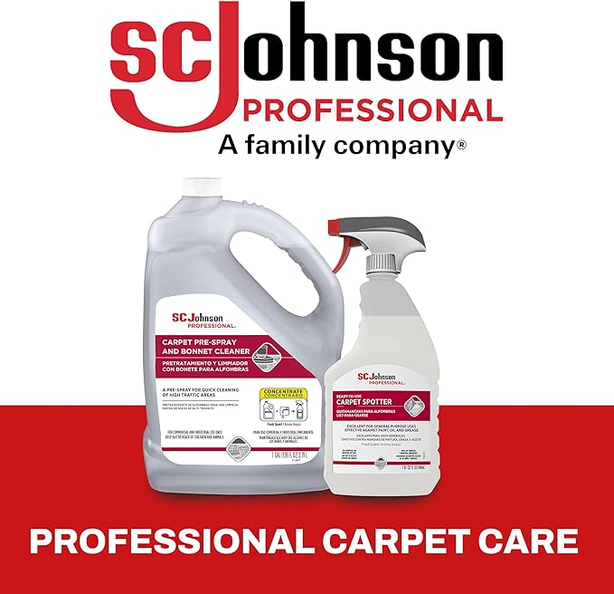 SC Johnson Professional Carpet Pre-Spray and Bonnet Cleaner, Carpet Cleaner Pre-Spray, 1 Gallon, 4 Count, for Professional Use Only