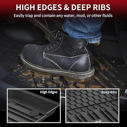 LASFIT Floor Mats&Trunk Mat for Toyota Sienna 8 Seats 2021-2024 2025 All Weather TPE Custom Fit Floor Liner for Sienna LE/XLE (w/o Spare tire) Front and Rear Car Mats&Cargo Liner, Black