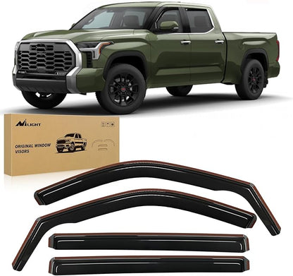Nilight in Channel Window Deflectors for Toyota Tundra 2022 2023 2024 2025 Crew Max Vent Window Visors, Rain Guards-4PCS