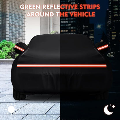 QUNSUNUS 6 Layer Car Cover for Ford Mustang 1964-1968 Waterproof All Weather 210D Windproof for Ford Mustang Car Cover Hail Protection with Zipper