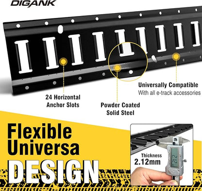 E Track 4'（4 Pack） with Powder-Coated Steel Trailer Tie Down for Garages, Trucks, Pickups, and Vans, E-Track Rail Reliable Cargo Restraint (Screws Not Included)