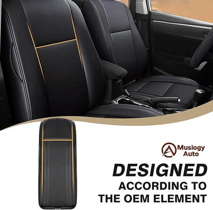 Muslogy Center Console Armrest Cover Compatible with Toyota RAV4 2013-2018 Comfort Armrest Pad Arm Rest Cushion Vegan Leather Protector Regular Thick