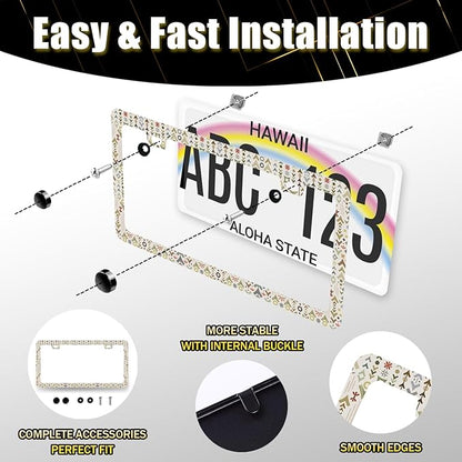 Arrow Print License Plate Frame Colorful Adventure Awaits License Plate Holder Funny License Plate for Car Decoration Stainless Steel Auto Parts with Screws 12.3" x 6.3"