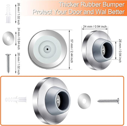 Blulu Concave Wall Door Stopper Door Bumper Stainless Steel Wall Protector Flush Bumper with Grey Rubber Concave Knob Cover Stopper(Silver,4 Pieces)