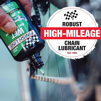 Finish Line WET Bicycle Chain Lube 2oz Drip Squeeze Bottle