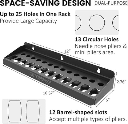 UNITEDPOWER Pliers Holder, Wall Mount Storage Rack Organizer for Workshop, Shed, Garage, Home, Stores up to 12 Pliers or Small Tools