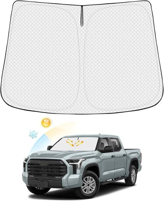 Windshield Sun Shade for 2022-2025 2026 Toyota Tundra Accessories Thicken 6-Layer Front Window Sunshade Cover Sun Visor Protector Foldable Block UV Rays Keep Vehicle Cool