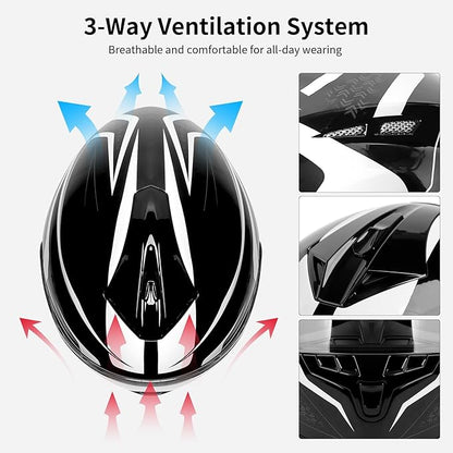 Full Face FreedConn Motorcycle Helmet Bluetooth 5.0 Integrated 2 Way Intercom DOT FMVSS-218 Rated Motorbike Helmet Communication with Dual Visor MP3 for Men Women New EPS