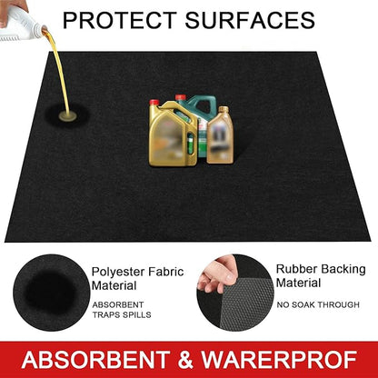Golener Oil Spill Mat - Garage Floor Mat, Absorbent Oil Pad, Premium Maintenance Mat, Waterproof, Contain Liquid, Protect Garage Surface from Spill & Stain, Reusable, Washable, Durable, Black, 29”x36”