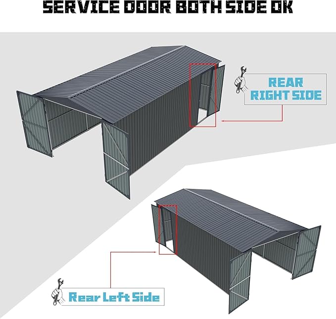 KUIKUI 20x13ft Heavy Duty Outdoor Garage Metal Shed, Sheds and Outdoor Storage with 2 Doors and 4 Vents Without Floor, Car Sheds Outdoor Garage