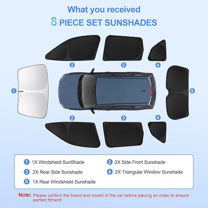 8pcs Car Window Shades for Subaru Forester 2019-2024 Accessories,Windshield Side Rear Full Sunshade,Sun Visor UV Blocking, Privacy Protection and Blackout for Camping Outdoor