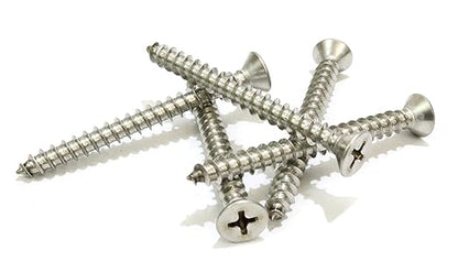 Bolt Dropper #8 X 1-1/2'' Stainless Steel Flat Head Phillips Wood Screw, (100 pc), 18-8 (304) Stainless Steel Sheet Metal Screws - Type A Point, Plain Finish