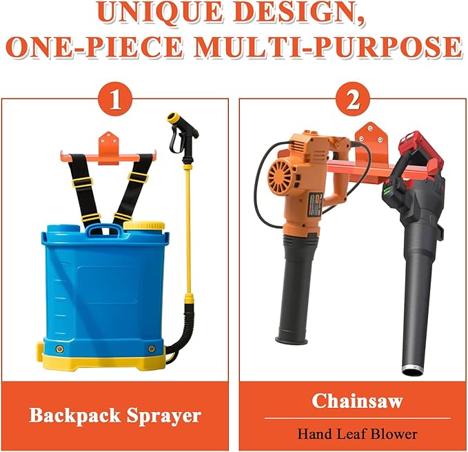 Backpack Sprayer Holder, Backpack Leaf Blower Hanger, Heavy Duty Chainsaw Wall Mount Stand Accessories Garage Organization Storage