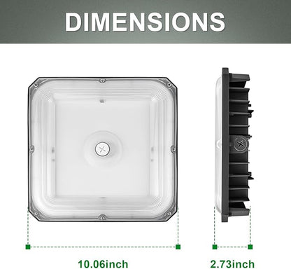 80W/60W/40W Power Selectable LED Canopy Garage Light with 3CCT (3500K/4000K/5000K), LED Parking Garage Lights 90-277V IP65 Commercial Residential Lights DLC (40W/ 60W/80W Power Selectable -2 PACK)