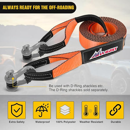 Nilight 3" x 30' Recovery Tow Strap Lab Tested 31,500lbs Break Strength Heavy Duty Off Road Straps with Triple Reinforced Loop Emergency Towing Rope of Mind for SUV, UTV, ATV, Truck, 2 Years Warranty