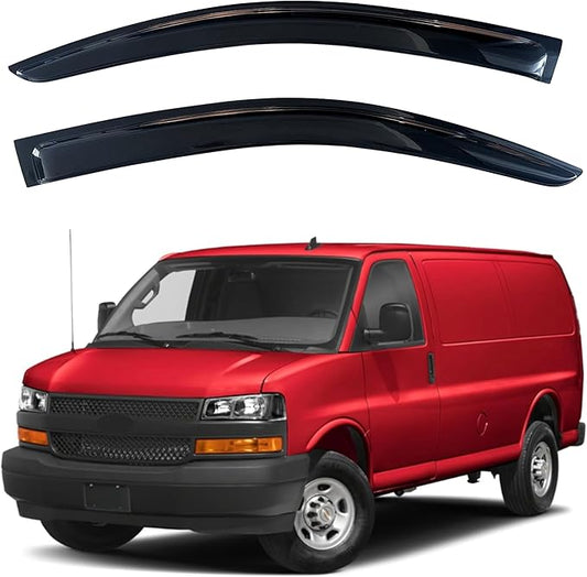 KPY Window Visor Compatible with 1996-2024 Chevrolet Express Van & GMC Savana, 2PC Rain Guard Side Window Vent Deflectors Tape-On