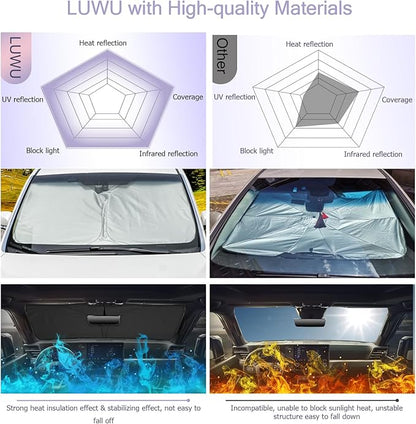 LUWU for 2024 2025 Lexus GX550 Windshield Sun Shade 2025 Lexus GX550 Windshield Sunshades 2024 2025 Lexus GX550 Accessories Foldable Sunshade Cover Block UV Ray Lexus GX550 Front Window Sunshade