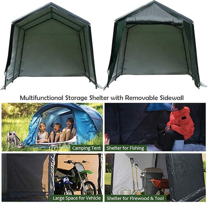 ERGOMASTER 8 Ft x 14 Ft Outdoor Carport Patio Storage Shelter Metal Frame and Waterproof Ripstop Cover for Motorcycle and ATV Car