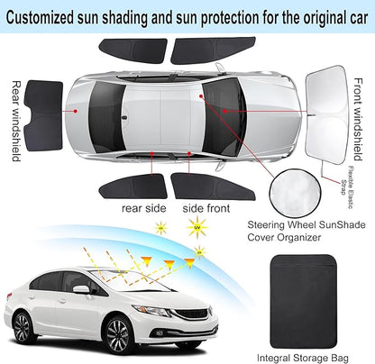 TINGLU Window Shades for Honda Civic 2012 2013 2014 2015 Accessories Car Side Full Windows Windshield Sun Shade Sun UV Rays & Privacy Protection for Camping,Napping,and Relaxing 6PCS