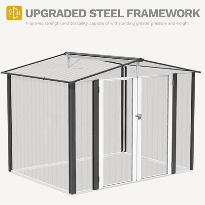 DWVO 8'x6' Large Metal Outdoor Storage Shed, Heavy Duty Tool Storage Sheds for Backyard Patio Lawn - Ideal for Bicycles, Garden Tools, and Lawn Equipment, Easy-to-Assemble, Dark Gray