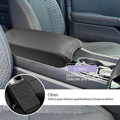 LUWU Center Console Cover Compatible with 2023 2024 2025 Honda Pilot & 2024 2025 Ridgeline & 2024 2025 2026 Honda Passport Accessories Armrest Console Cover Interior Accessories Leather (Thin Black)