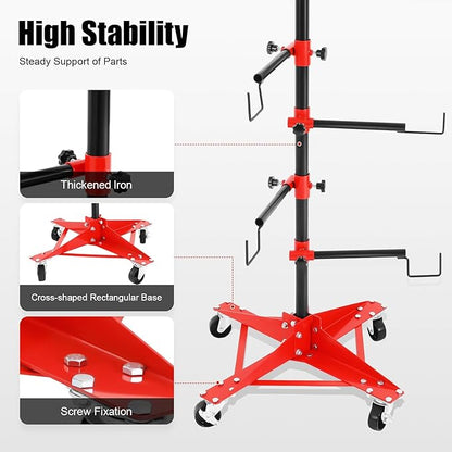 Panel Tree Stand for Painting Rotatable FreeStanding Panel Paint Holder with Wheels Adjustable Center Post for Hang Automotive Doors Fenders Bumpers, Car Repair Shops, Garages(18.5*18.5*47.2in)