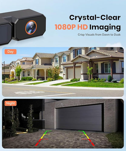 AUTO-VOX 2 Solar Wireless Backup Camera System with Two Cameras (License Plate & Portable): 7.2” 1080P HD Dual Channel Monitor, IP69K Waterproof Back up Camera for Truck,RV,Camper,Horse/Boat Trailer