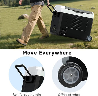 SubSun Electric Cooler, 58QT Car Refrigerator, Portable Freezer 12V/24V DC and 110-240V AC, Plug in Coolers for Vehicles with Wheels, 12 Volt Car Fridge -4℉~68℉