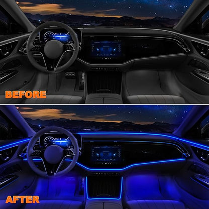 Interior Car LED Strip Lights with Wireless APP and Remote Control, RGB 5 in 1 Ambient Lighting Kits with 236 inches Fiber Optic, 16 Million Colors Car Neon Lights, Sync to Music