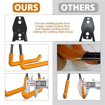 3-H Garage Wall Hooks 42 Pack, Heavy Duty Garage Hooks with Extra Welding Spots, Wall Mount Storage Organizer for Hanging Garden Lawn Tools, Ladder, Bike, WeedEater, Chair, Shovel, Blower (Orange)