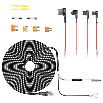 Radar Detector Hardwire Kit,Compatible with Escort Valentine One Uniden Beltronics Cobra,with RJ-11 Telephone Style Jack Direct Wire Wiring Kit Multiple Fuse Sizes Power Cord Cable