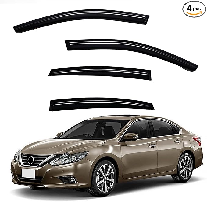Window Visors Rain Guards fits 2013-2018 Altima, Out-Channel Window Wind Deflectors Vent Shades Accessories, Dark Smoke 4 Pcs, 2014 2015 2016 2017