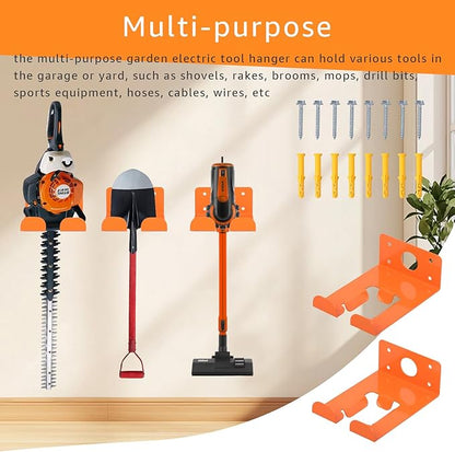 Weed Eater Rack & Chainsaw Holder - Heavy Duty Garage Organizer Wall Mount for Grass Trimmer,Hedge Trimmer, Backpack Blower, Garden Tools, 2 Pack