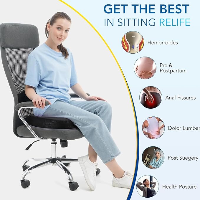 Donut Pillow for Office Chair Car Seat Cushion Cooling Gel Memory Foam Cushion Size:17.52"*13.39"*2.76"