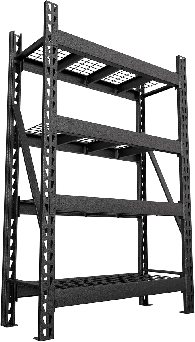 MUPATER 4-Tier Garage Shelving, 9000 LBS Heavy Duty Metal Storage Shelves, Adjustable Storage Wire Shelving Unit for Basement, Warehouse, Industrial