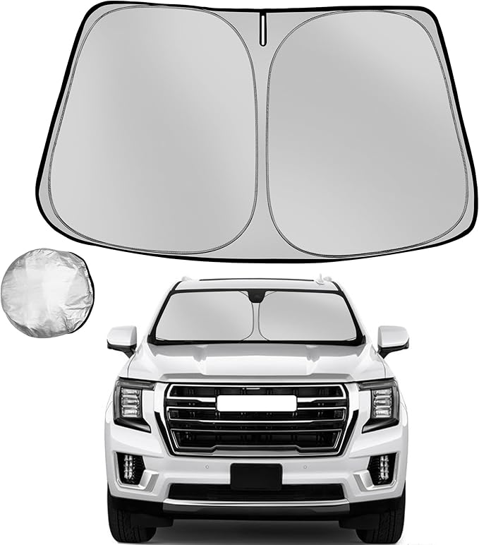 Windshield Sun Shade for 2021-2025 GMC Yukon XL Foldable Sun Sunshade for Car Front Window Blocks UV Rays and Heat Automotive Interior Protector Custom Fit Accessories