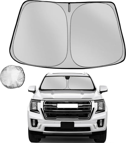 Windshield Sun Shade for 2021-2025 GMC Yukon XL Foldable Sun Sunshade for Car Front Window Blocks UV Rays and Heat Automotive Interior Protector Custom Fit Accessories