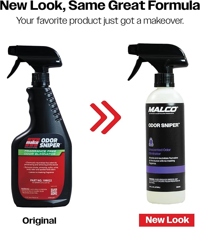 Malco Odor Sniper - Fragrance-Free Odor Eliminator for Car Interiors/Penetrates Odors at the Source/Chemically Neutralizes Foul Scents in Your Vehicle / 16 Oz. (199016)