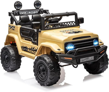 Garvee 12V Kids Ride On Truck Car with Remote Control - Electric Ride On Toys for Toddlers, Spring Suspension, 3 Speeds, LED Lights, Bluetooth Music & Parent Safety Brake
