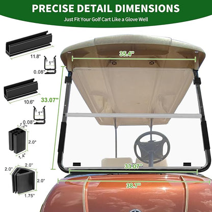 Golf Cart Foldable Windshield 3/16" (5MM) Thicken Only Fits 2003-2006 Yamaha G22, Fits 1"×1" Strut Rail Front Folding Acrylic Windshield Replacement, Included Mounting Hardware - Clear