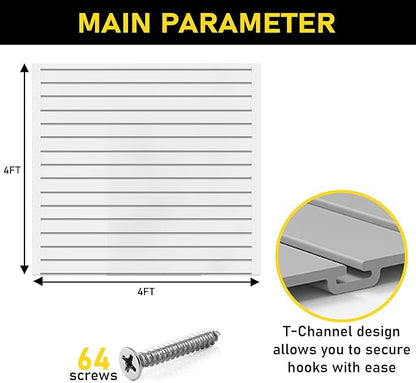 DLDIRECT Slatwall Panel Garage Wall Organizer: Heavy Duty Mounted PVC Rack, Interlocking Slat Paneling for Storage, Board, Shelves System -Black (4’H x 4’W)