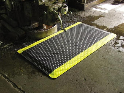 Rhino Mats, American Classic Diamond Anti-Fatigue Mats, Industrial Ergonomic Comfort Standing Mat for Work, Home, Garage, Office, Kitchen or Anywhere (Black/Yellow 1" Thick, 2 FT. x 14 FT.)
