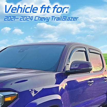 Rain Guards Fit for Chevrolet Chevy Trailblazer 2021-2025, in Channel Window Deflectors, Smoke Tinted Vent Window Visors, Vent Shade Shield, 2021 2022 2023 2024 2025, 4pcs